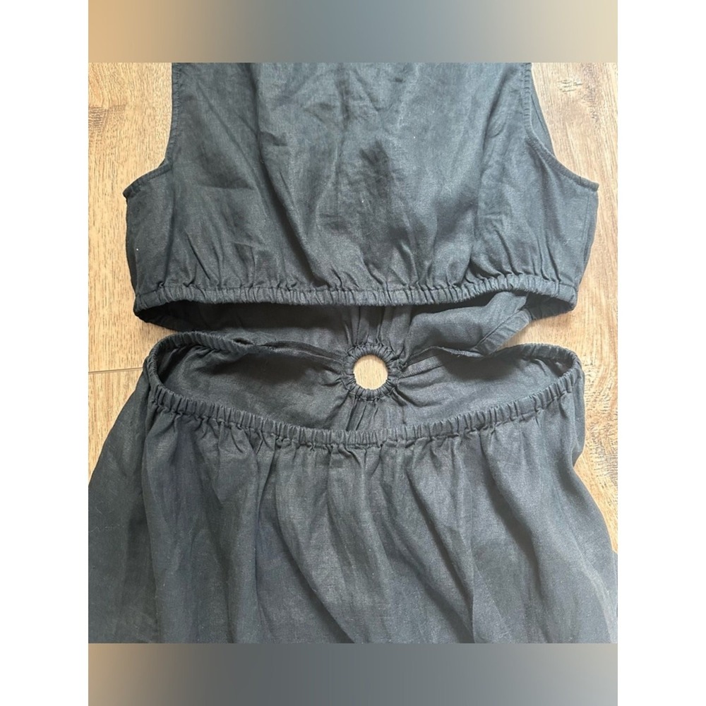 NWT! The Drop Women's Linen Dress, Solid Black, Sadie Cut Out, Summer, Midi, XXL - Picture 7 of 11